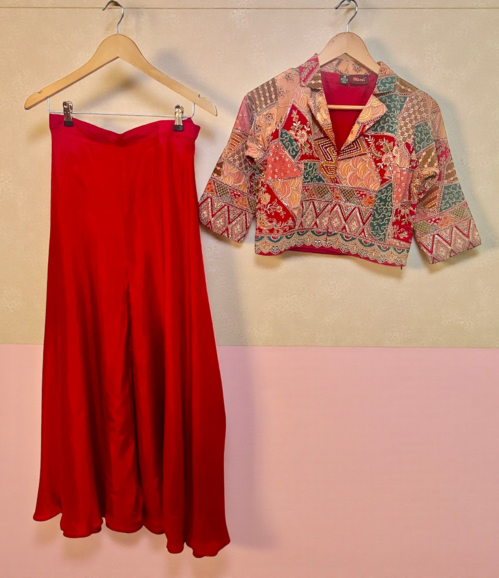 Red palazzo set