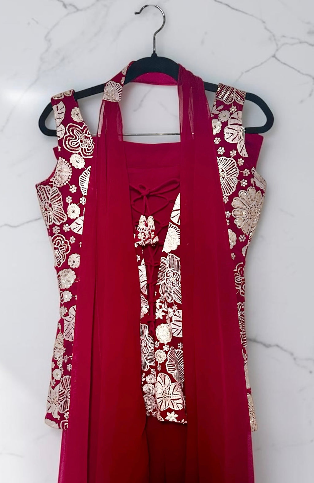 Red palazzo set