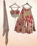 Beige printed corset fusion outfit