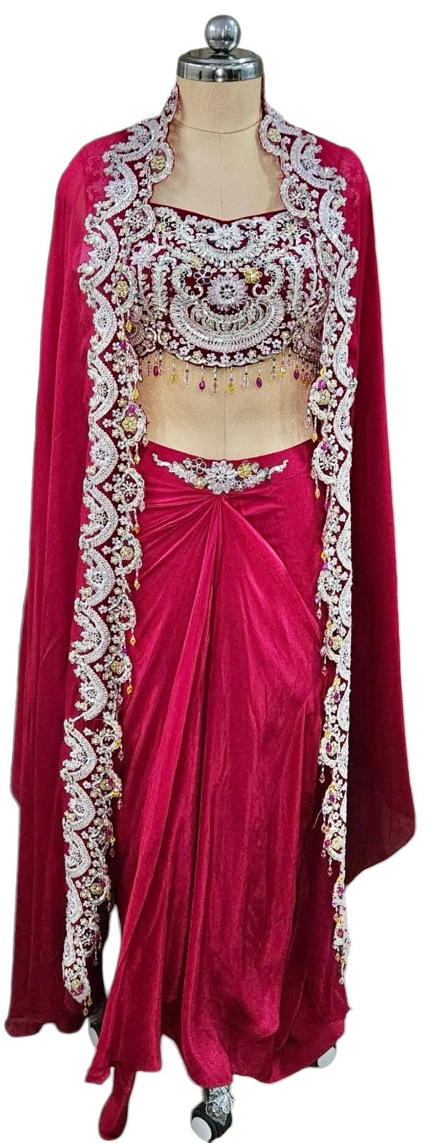 Red dhoti skirt set