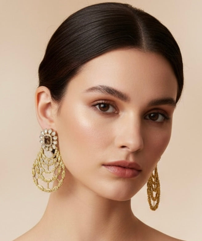 Lavender gold finish earrings