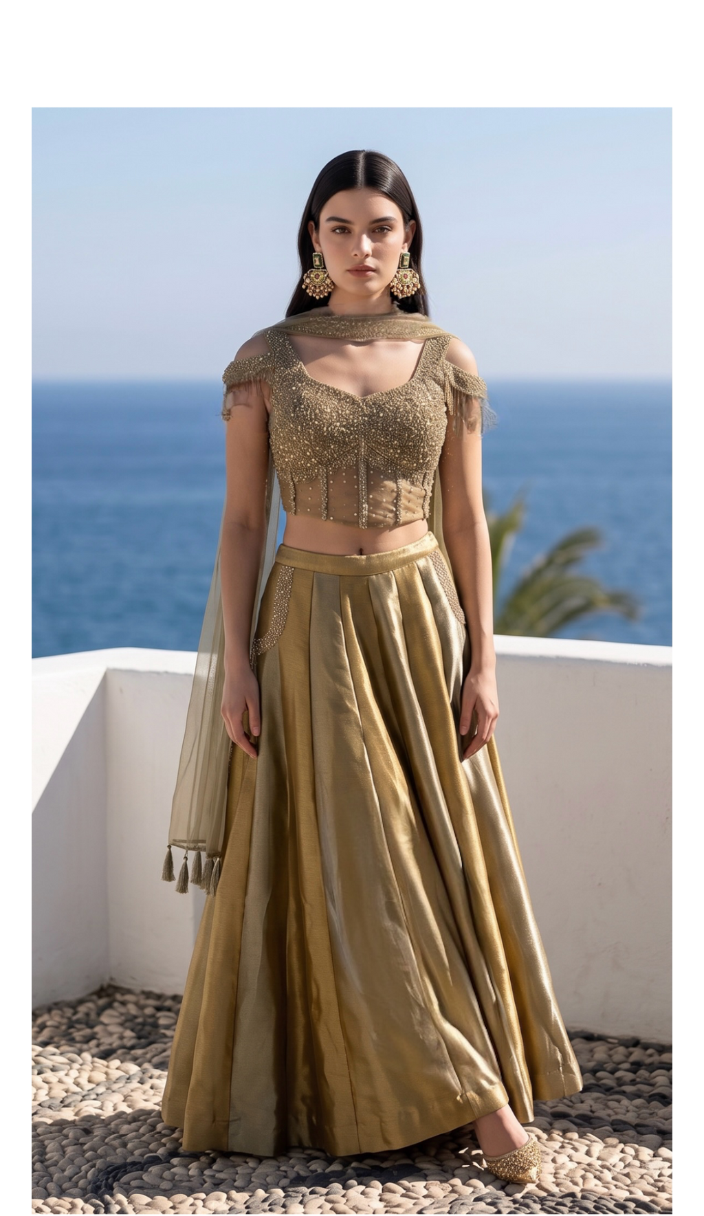 Grey & gold fusion Sharara set