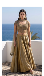 Grey & gold fusion Sharara set