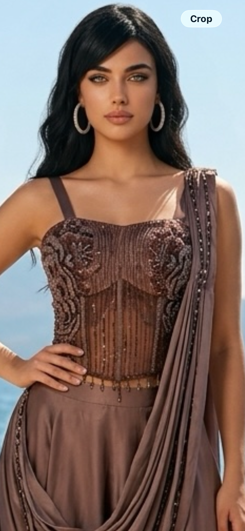 Greyish brown corset lehenga