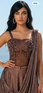 Greyish brown corset lehenga