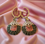Pink n blue ad stone earrings