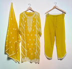 Yellow thread work suit