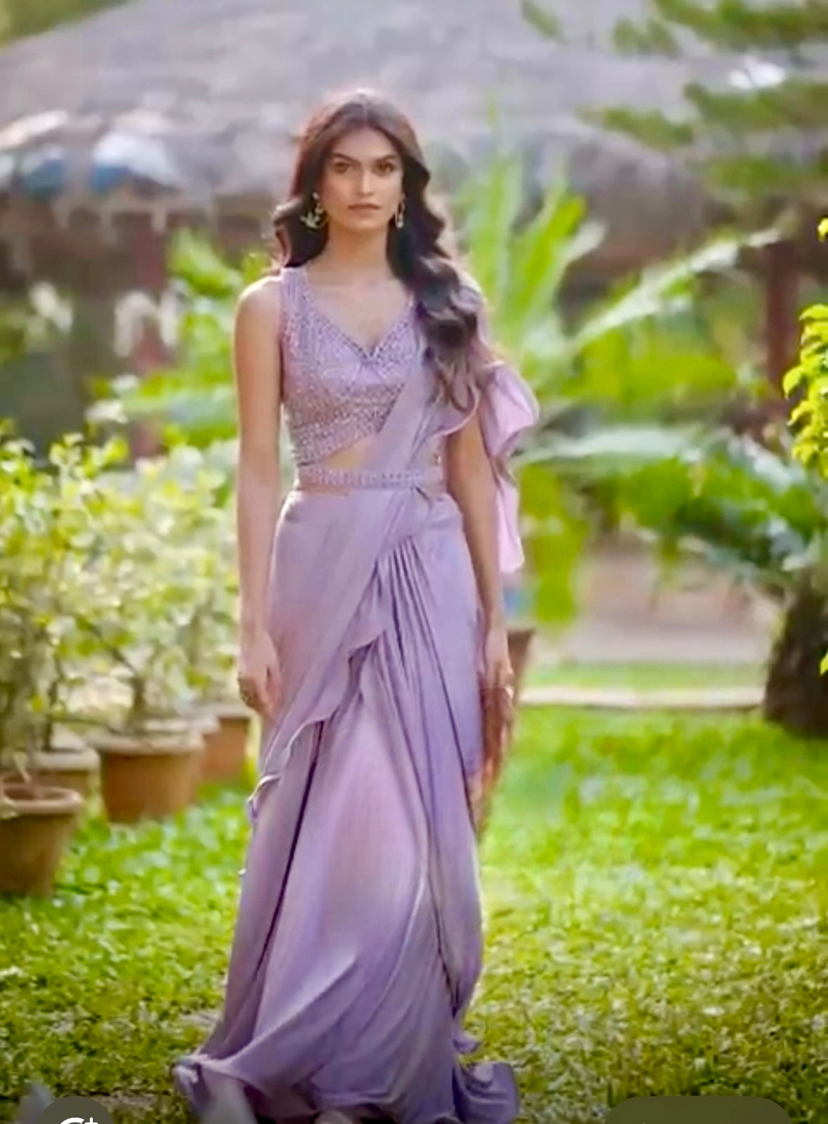 Lavender lehenga saree