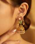 Pink n blue stone jhumkaas