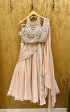 Ivory lehenga drape