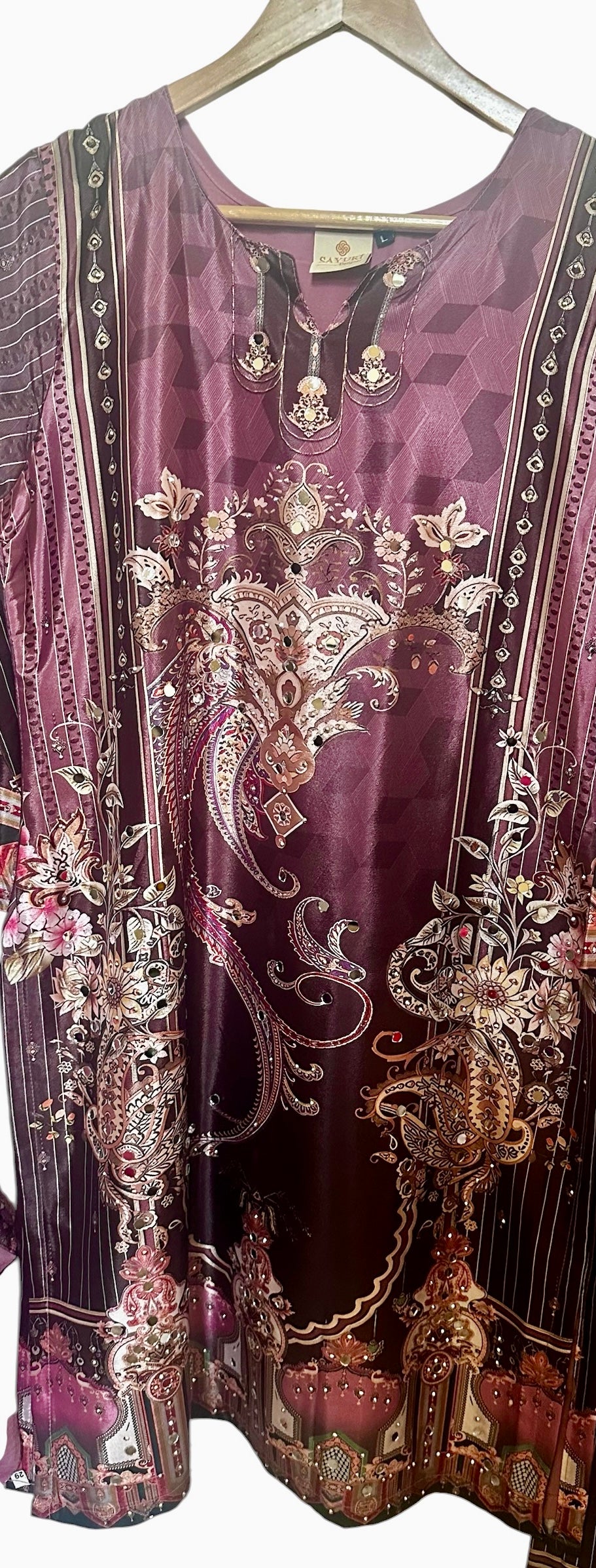 2-shaded lavender printed garara suit