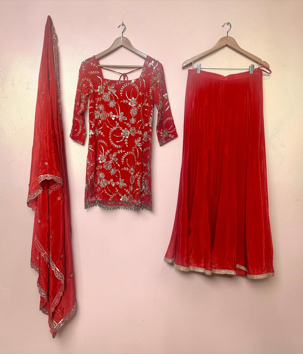 Rustish orange sharara set