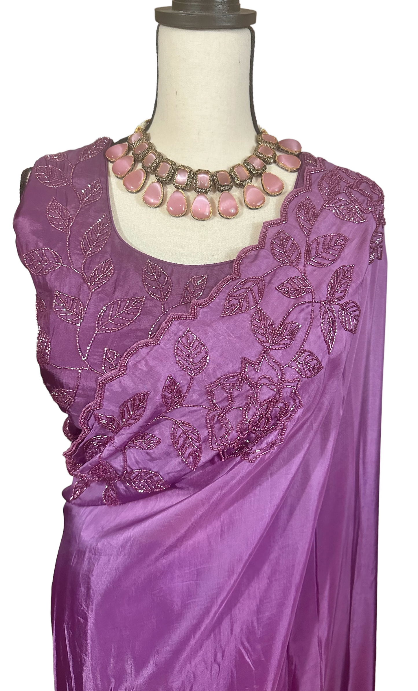 Purple organza saree