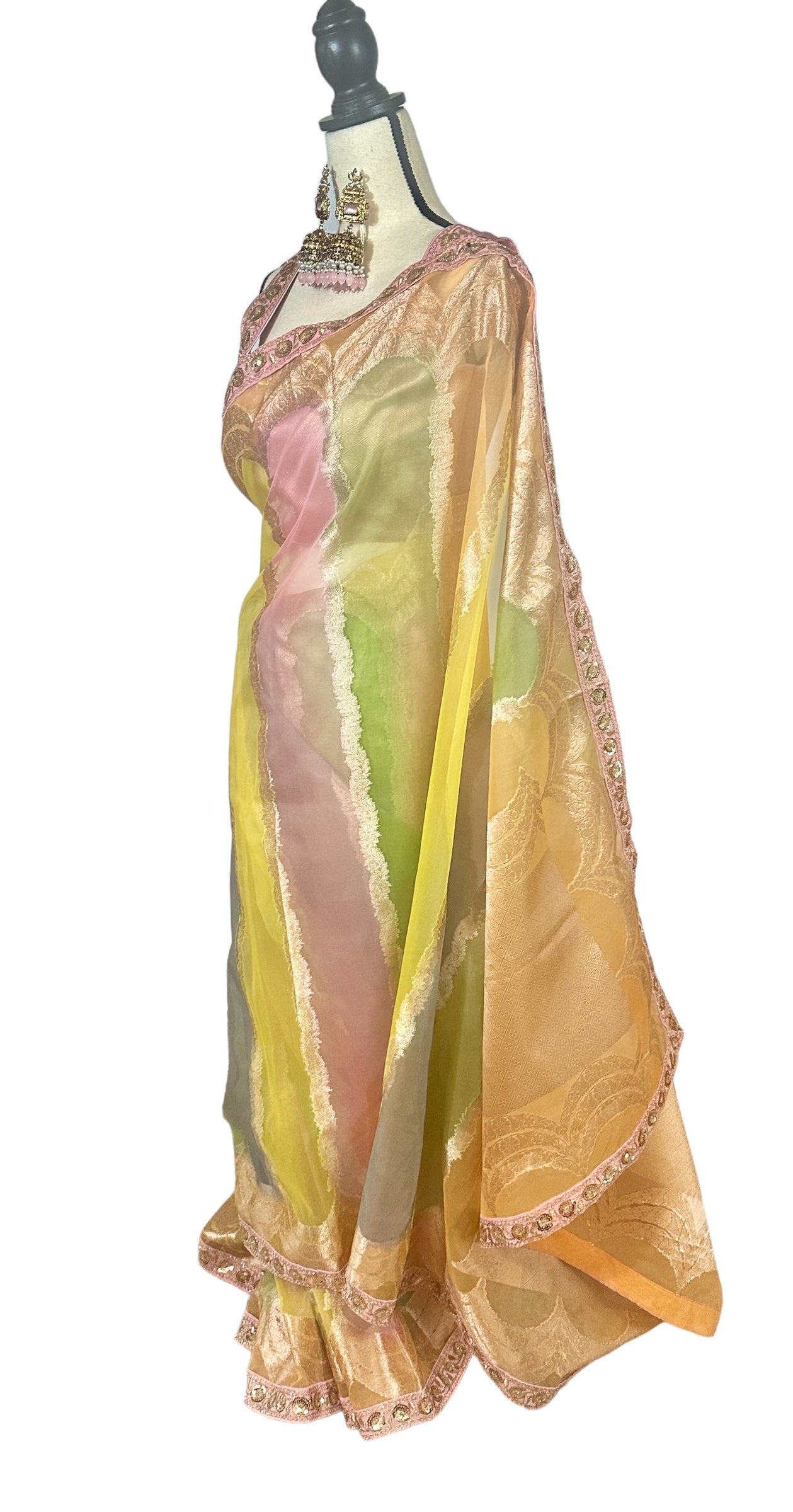 Multi-colored organza saree