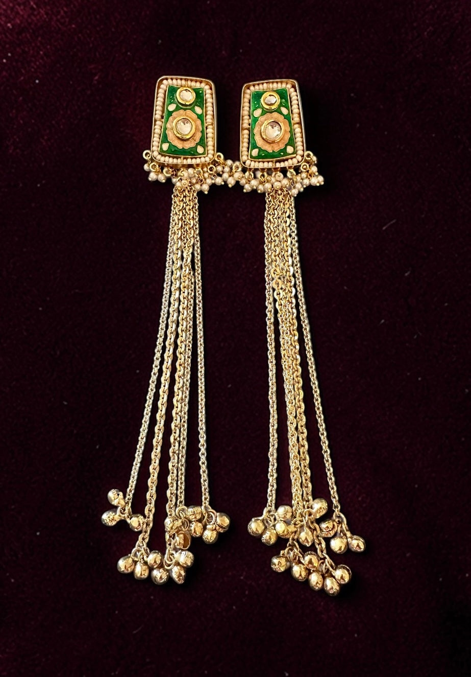 Emerald green ghungroo earrings