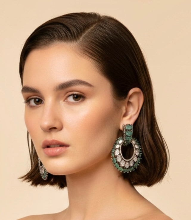 Mint green Polki earrings