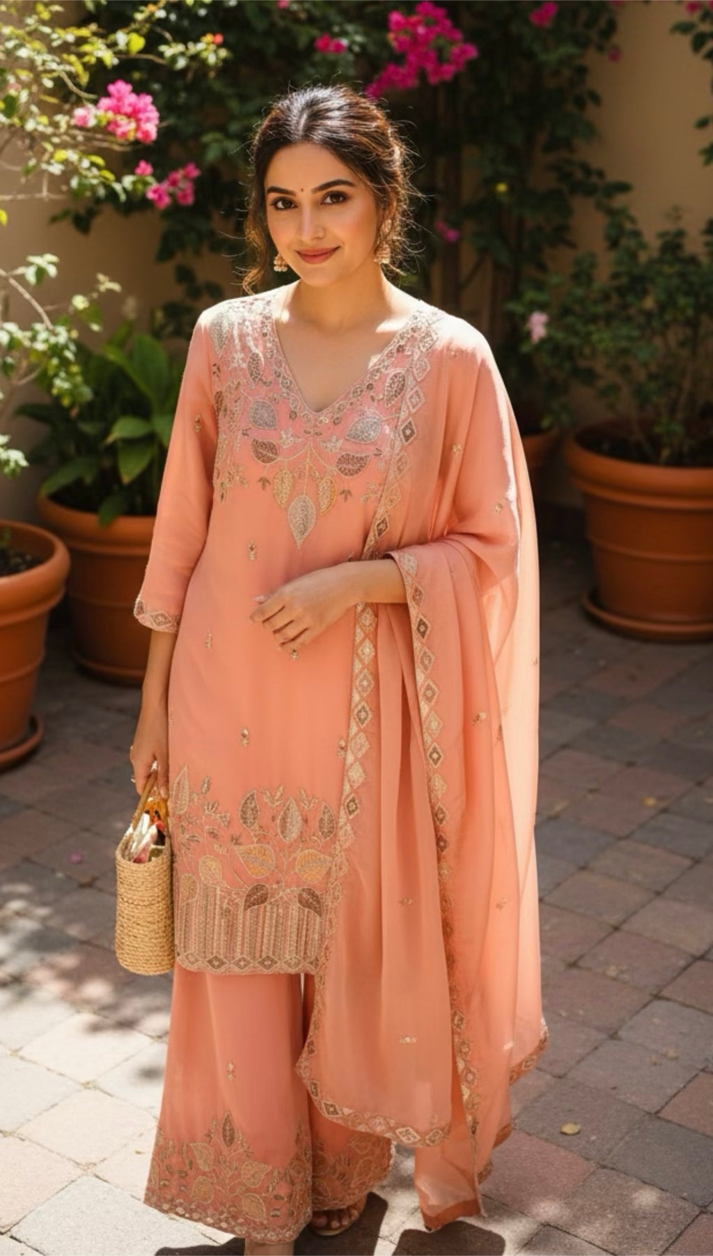 Peach palazzo suit
