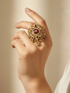 Pink emerald Kundan ring