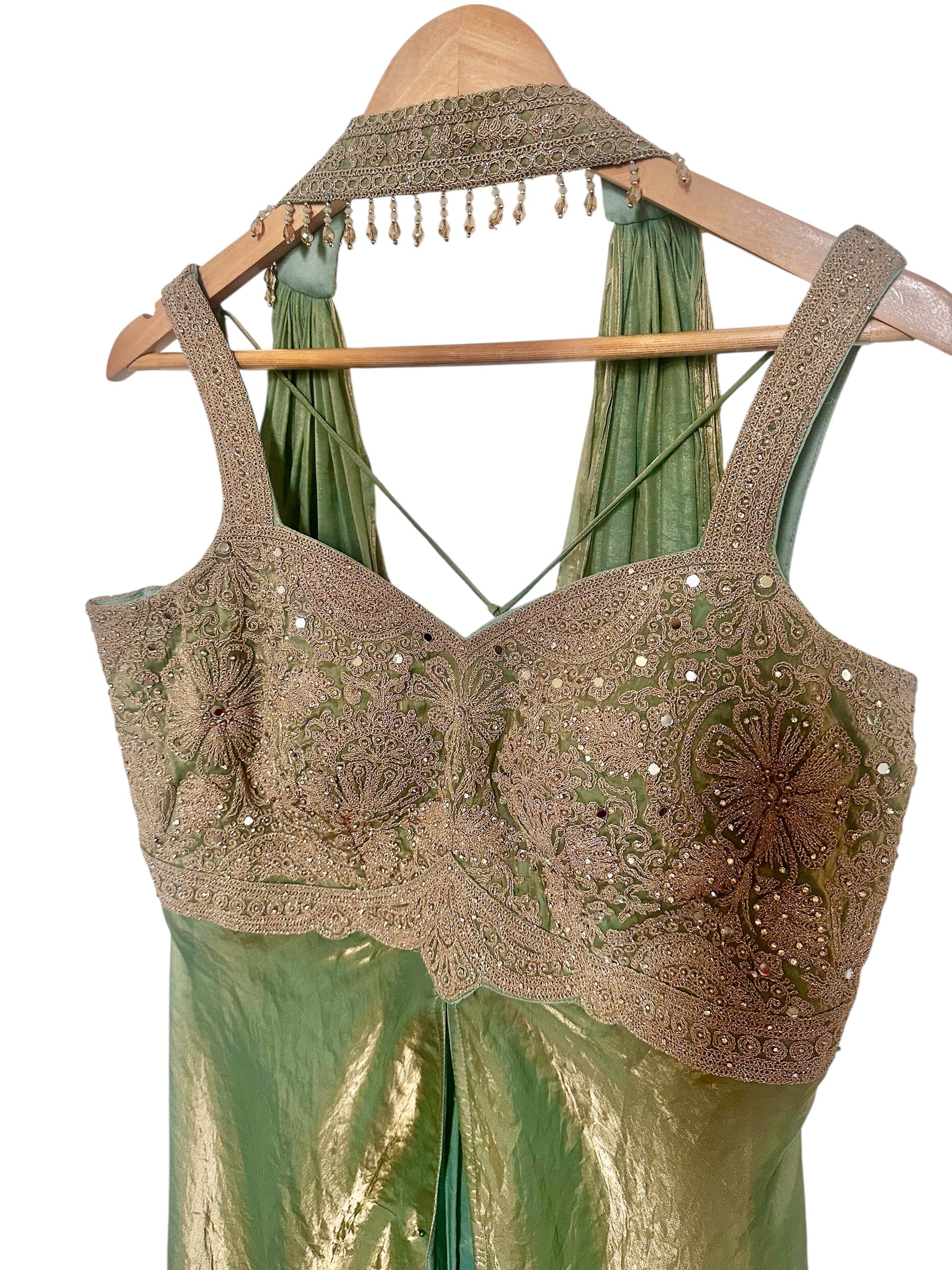 Sage green strappy suit