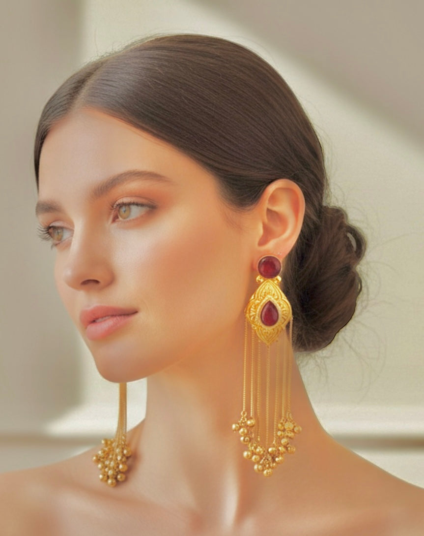 Ruby ghungroo earrings