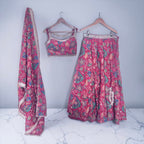 Deep magenta floral lehenga