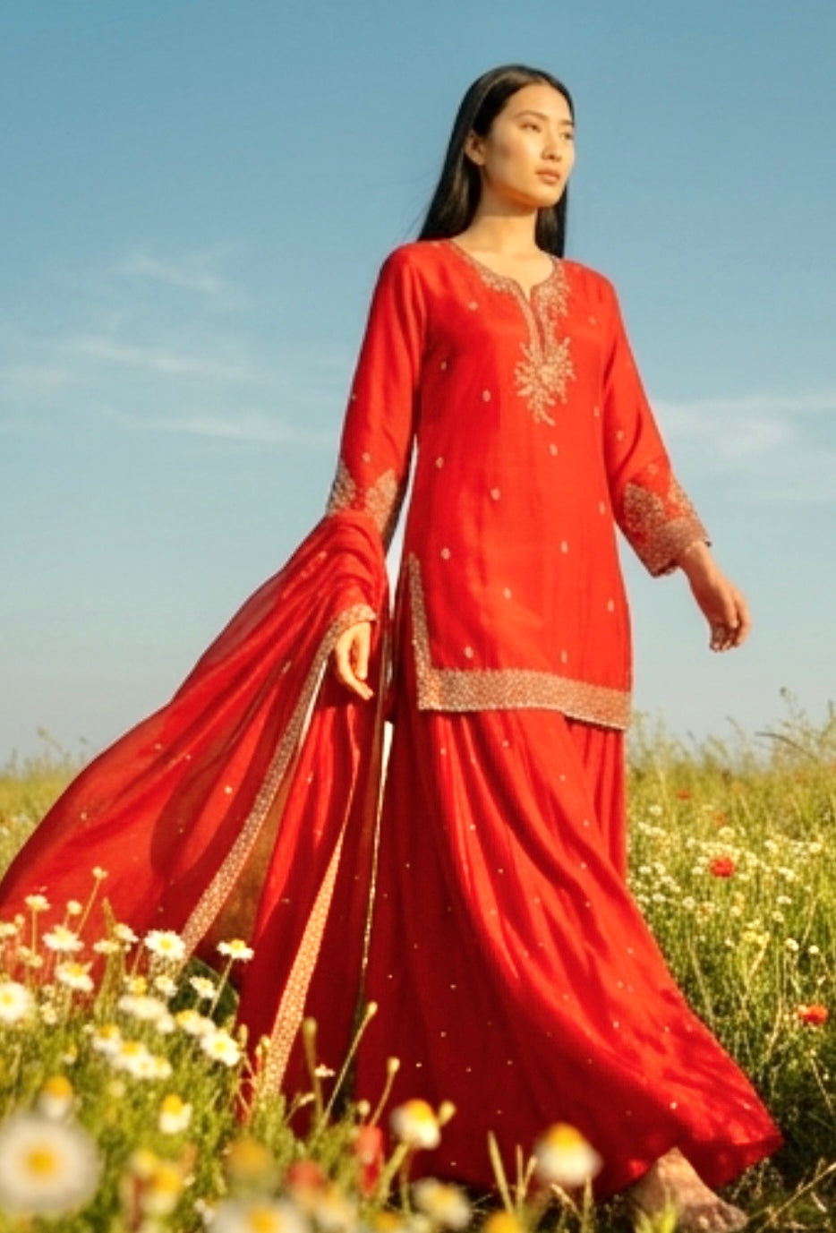 Rustish orange sharara suit