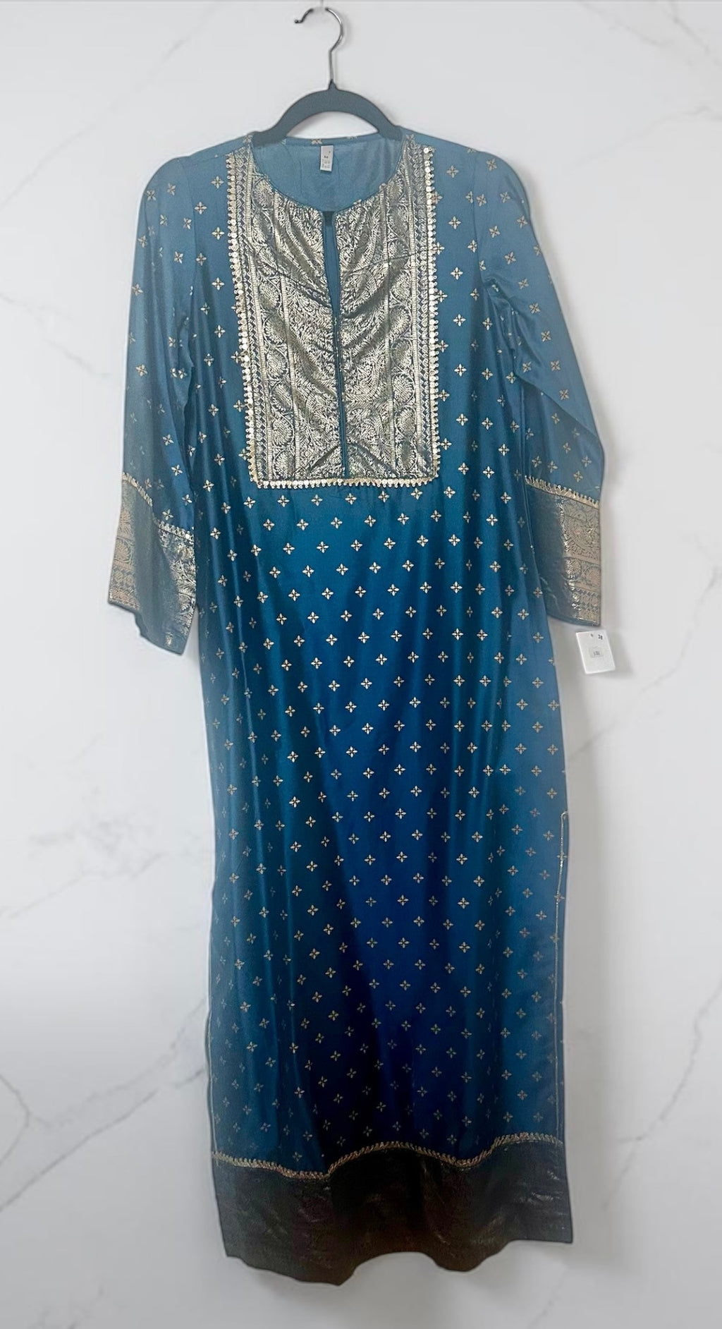 Blue silk dress