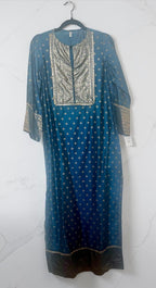Blue silk dress