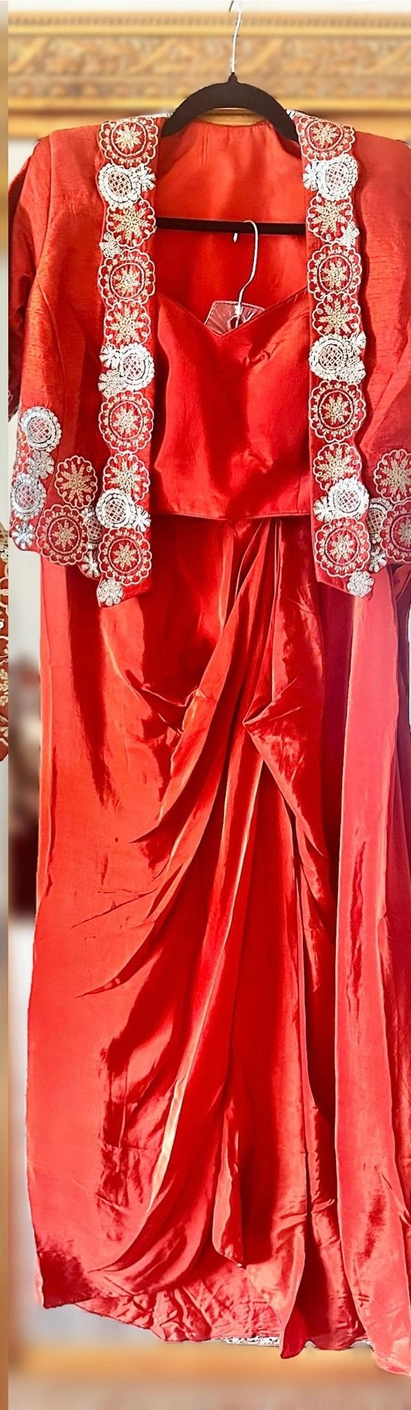 Orange dhoti skirt set