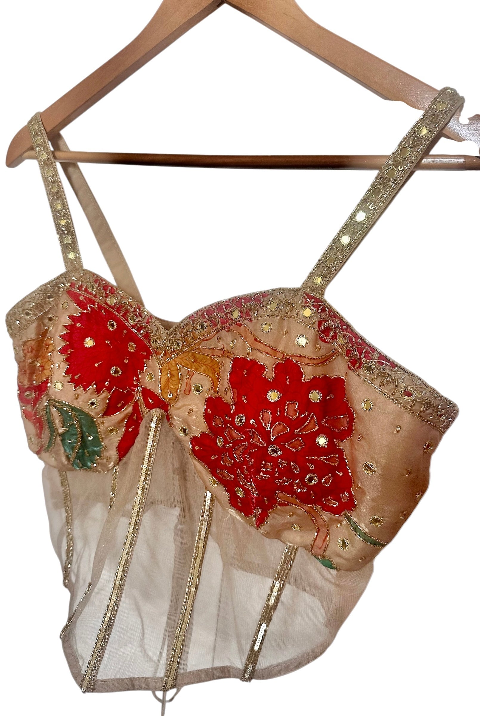 Beige printed corset fusion outfit