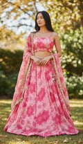 Pink floral lehenga set