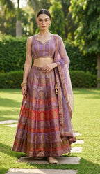 Lavender benarasi lehenga set