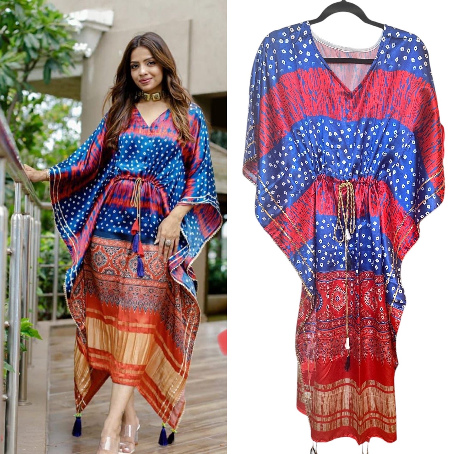 Blue n red kaftaan dress