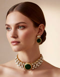 Emerald green polki choker set