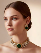 Emerald green polki choker set