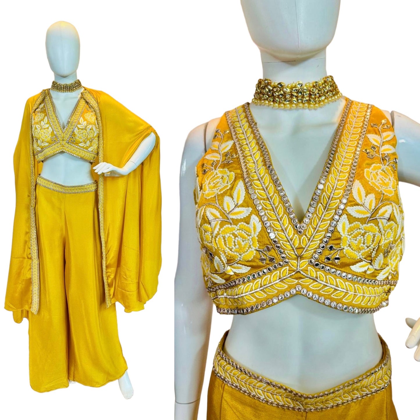 Yellow fusion palazzo set