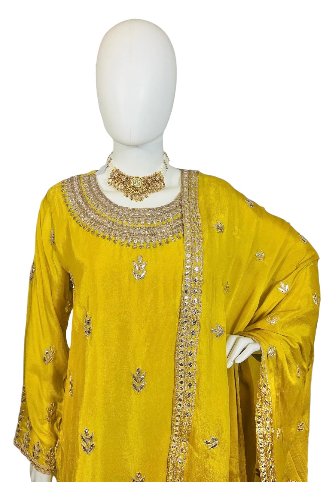 Yellow georgette garara set