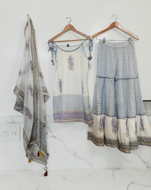 Blue n white garara suit