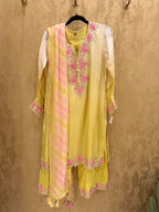 Yellowish green salwaar suit