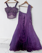 Purple corset lehenga drape