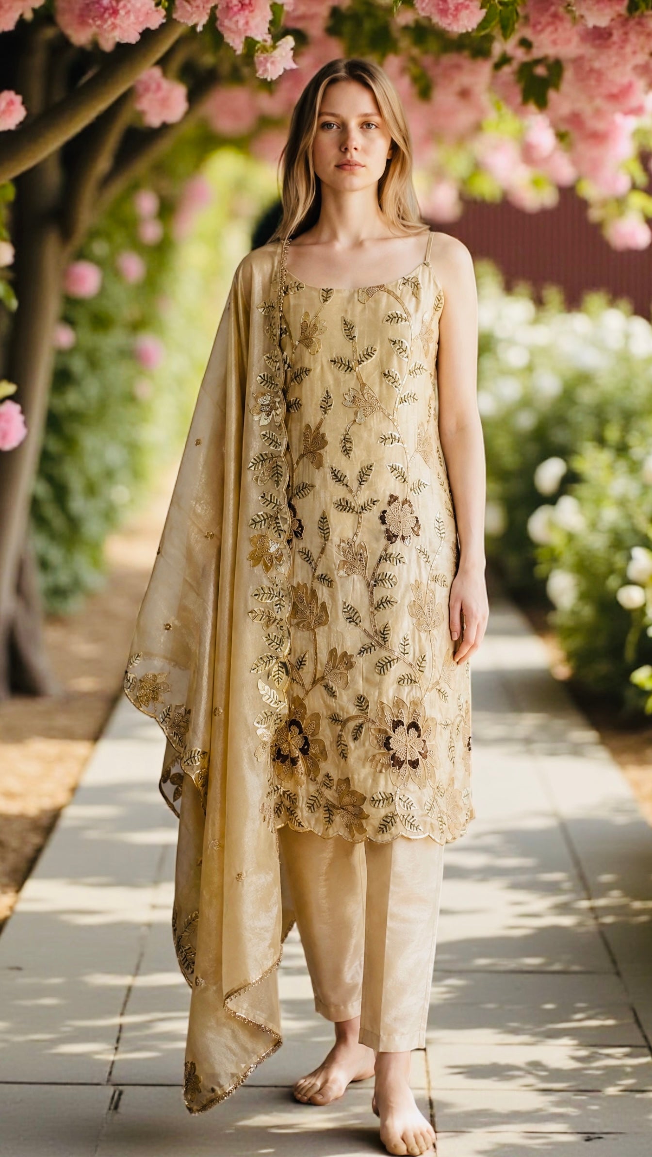 Ivory sequins suit