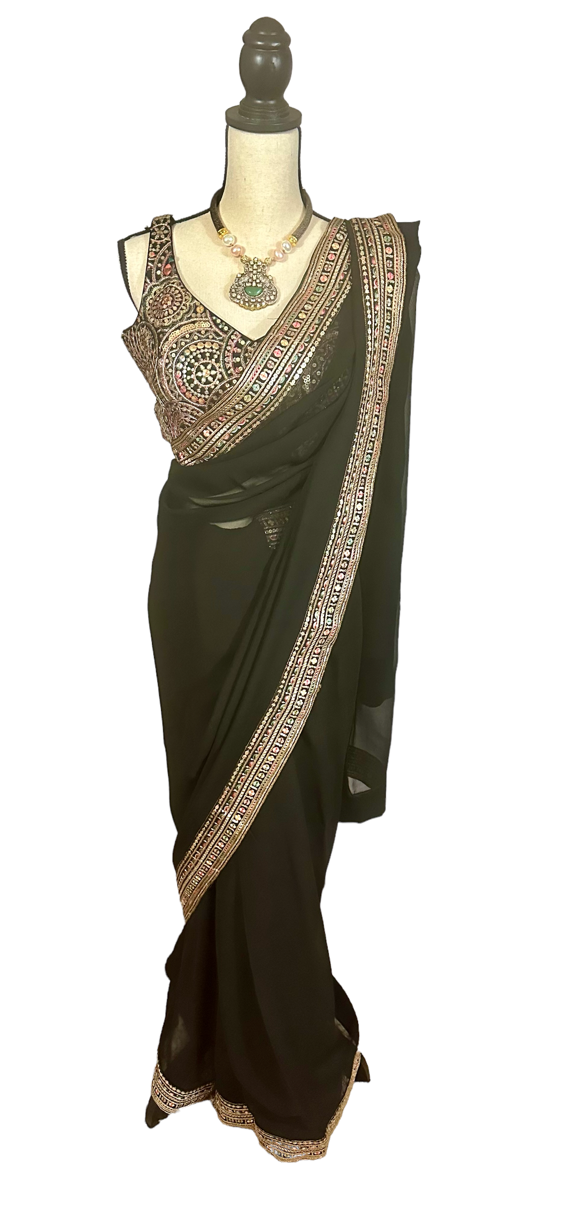 Black georgette saree