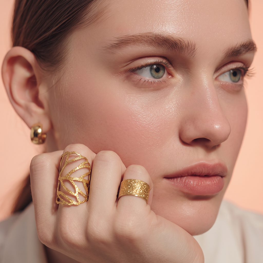 2-set gold finish rings