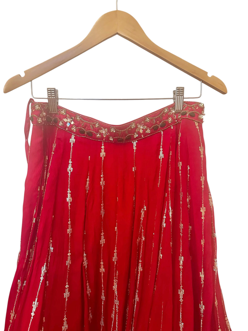 Red corset lehenga set