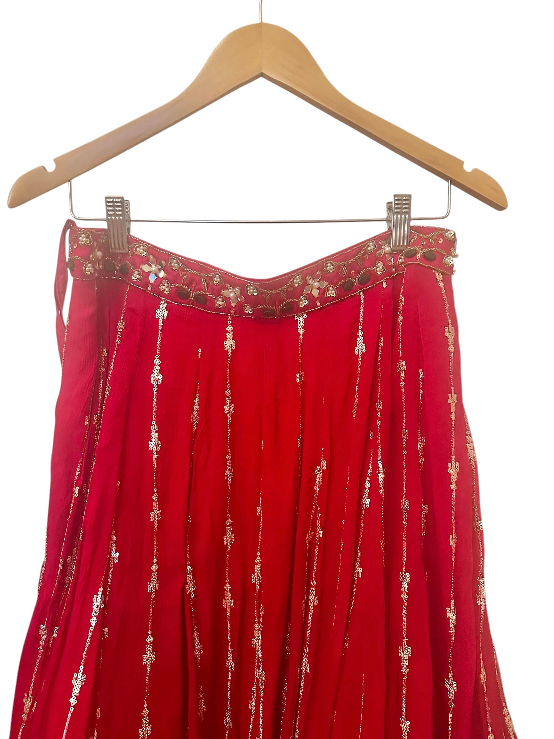 Red corset lehenga set