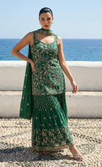 Green sequins Sharara set