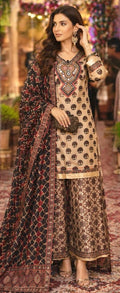 Beige printed palazzo suit