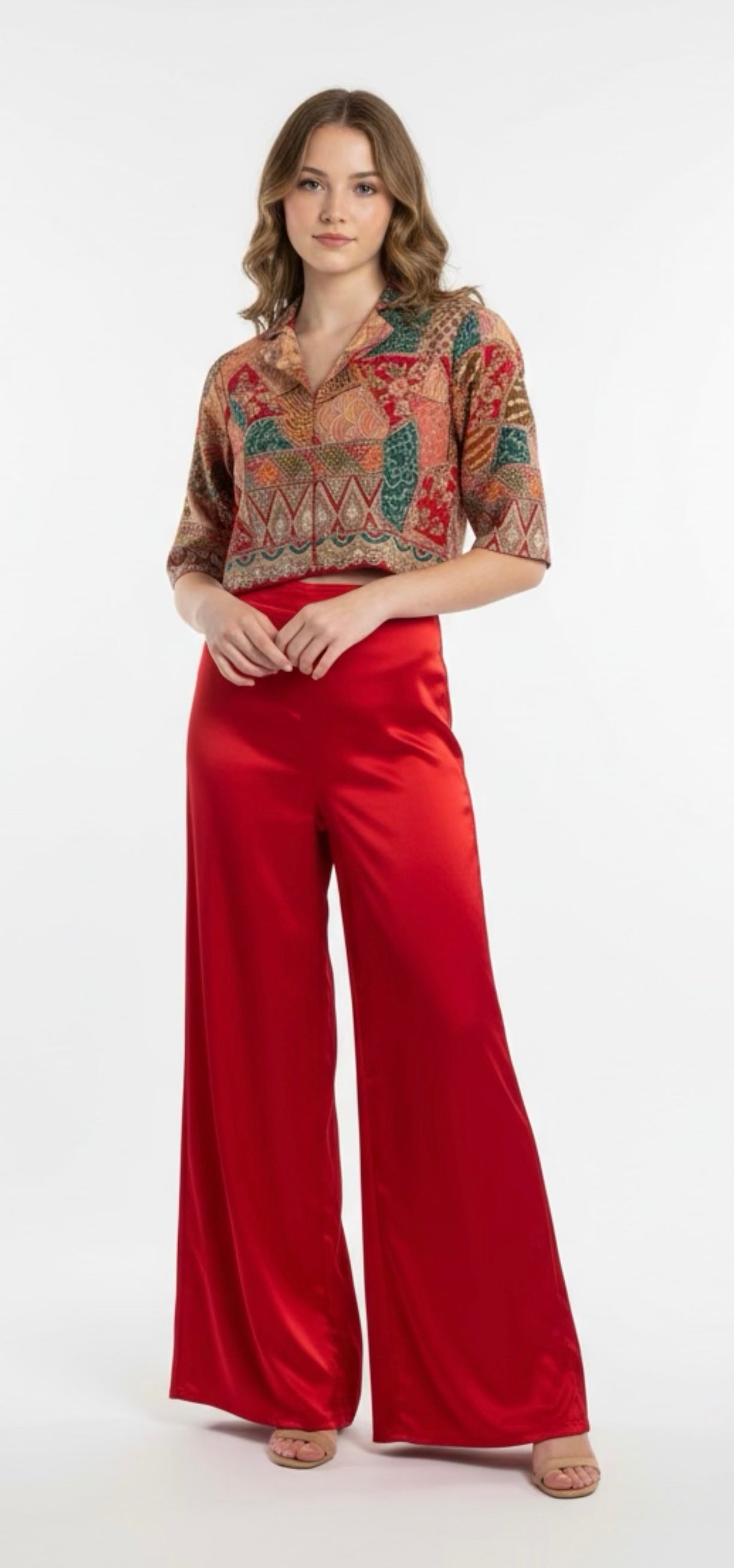Red palazzo set