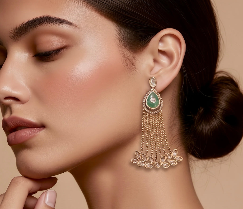 Mint green chain earrings