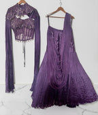 Purple corset lehenga drape